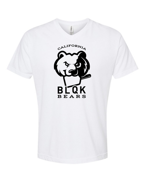 BLQK BEARS White V-Neck Tee